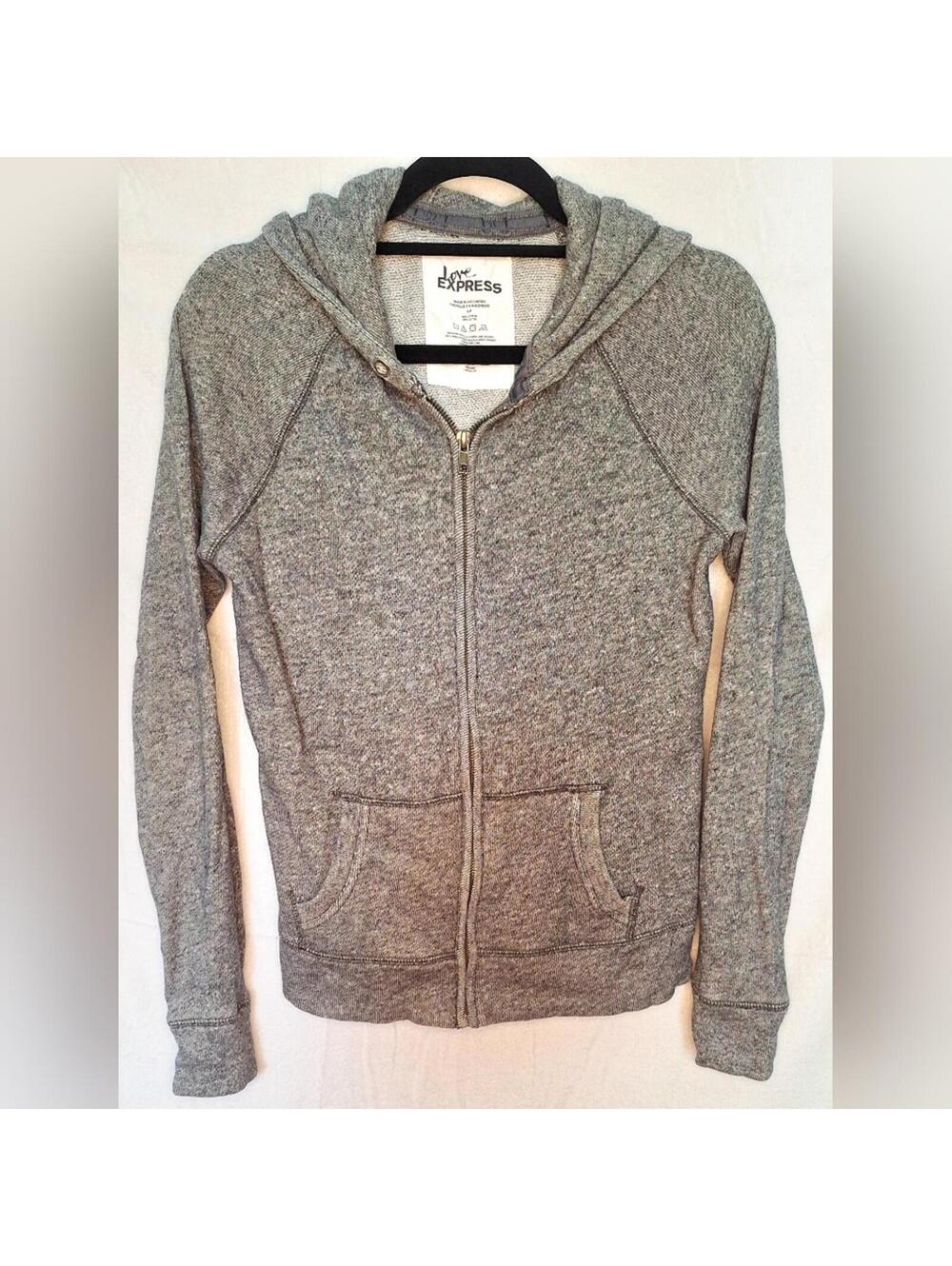 Love Express Heather Gray Zip-Up Hoodie - Size S